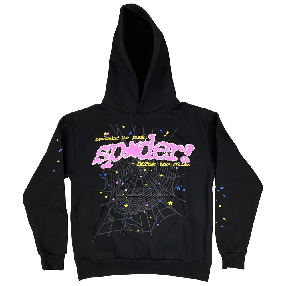 Sp5der P*NK V2 Pullover Hoodie Black Pink | Spider Worldwide - Picture 1 of 5